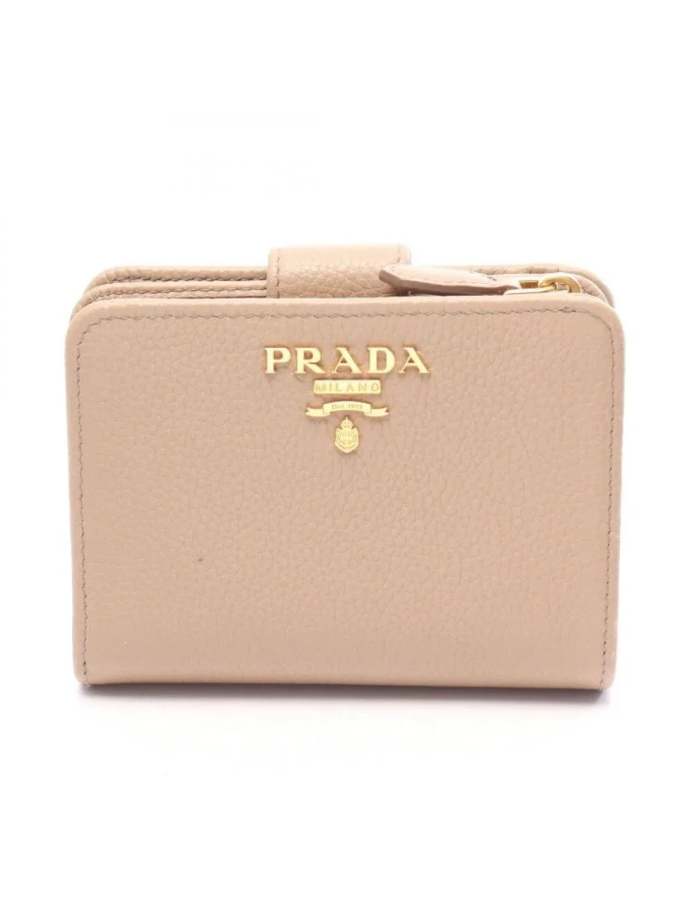 Prada Bifold Wallet Beige Leather L